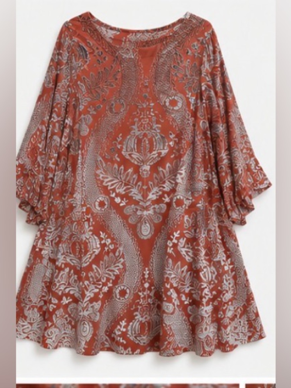 Umgee Dusty Rose Velvet Burnout Floral Swing Dress Sample M/L Pockets